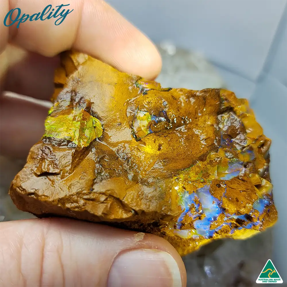 Australian Large Wood Replacement Opal Rough 113g - Vibrant Multicolor with Gold & Orange - Image 3