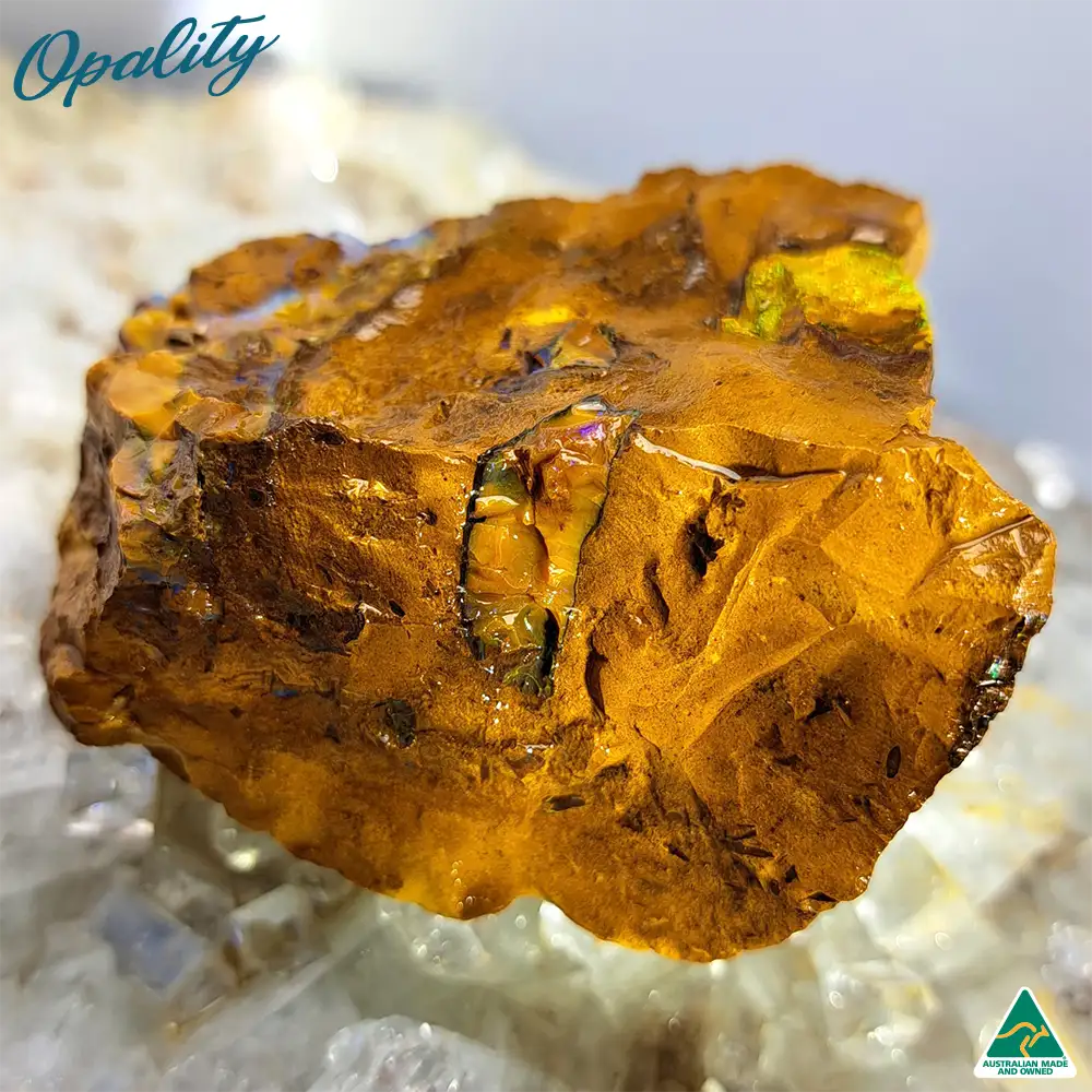 Australian Large Wood Replacement Opal Rough 113g - Vibrant Multicolor with Gold & Orange - Image 4