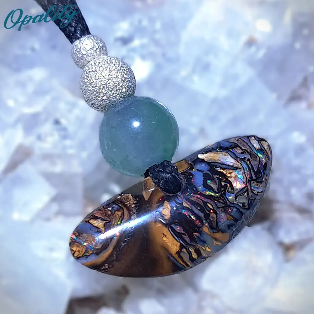 Yowah Nut Opal, Green Aventurine & 925 Bead Drilled Pendant 6.5ct - Image 2