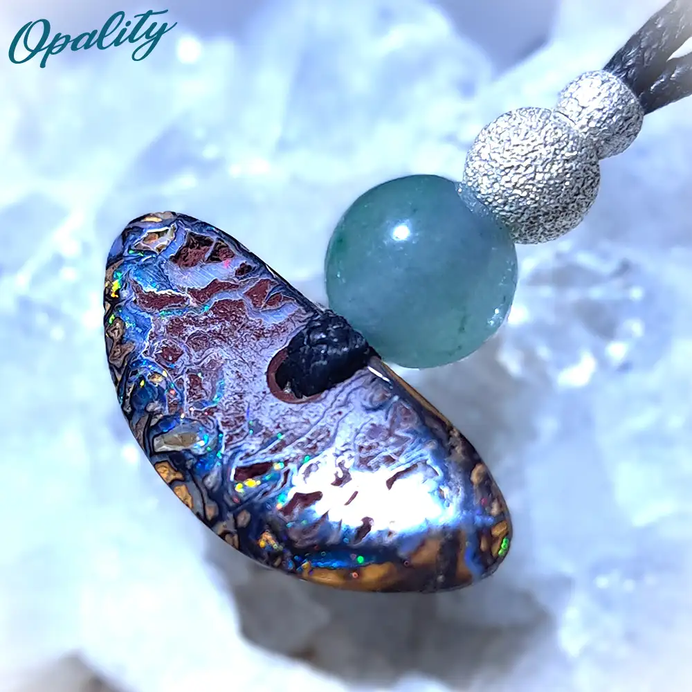 Yowah Nut Opal, Green Aventurine & 925 Bead Drilled Pendant 6.5ct - Image 3