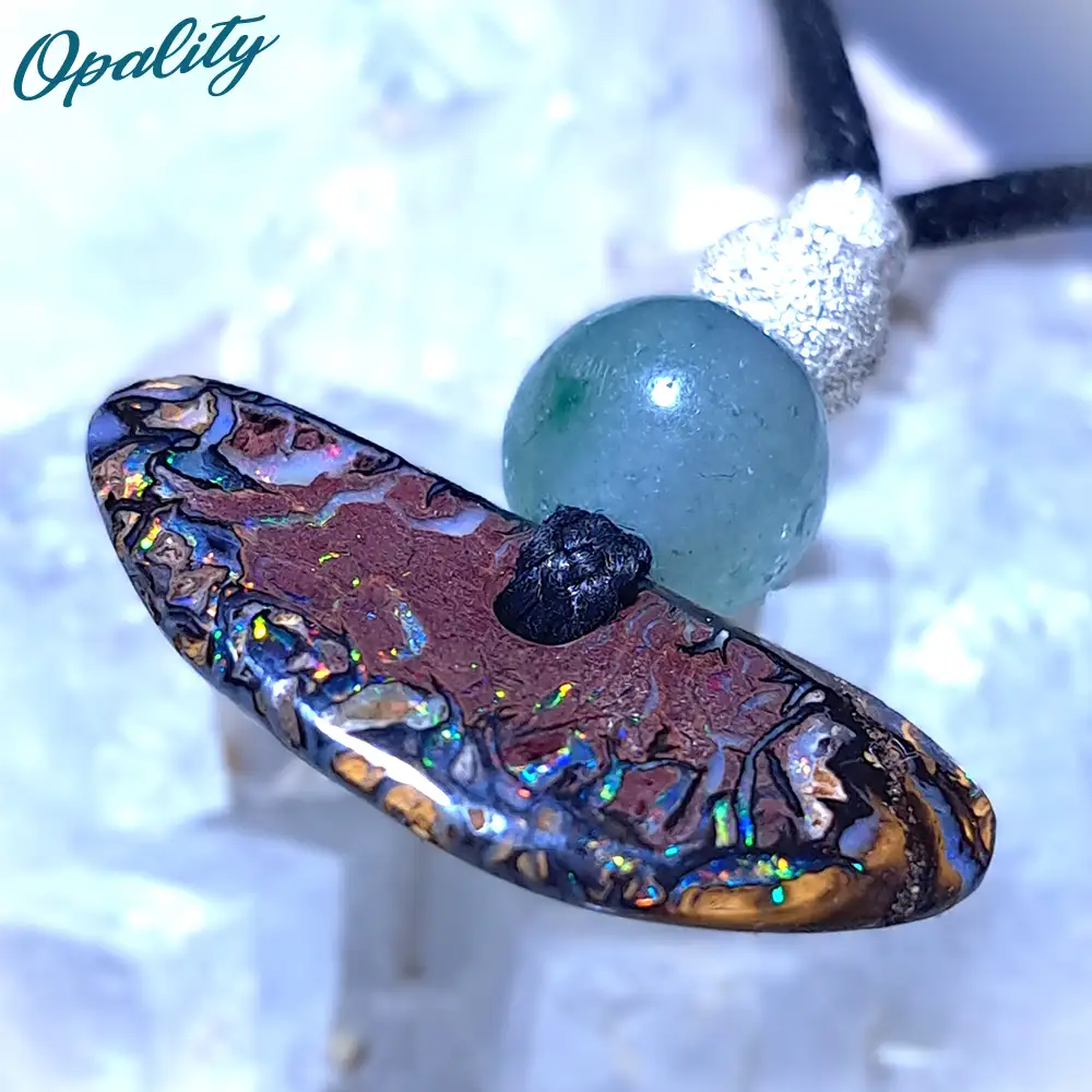 Yowah Nut Opal, Green Aventurine & 925 Bead Drilled Pendant 6.5ct - Image 5