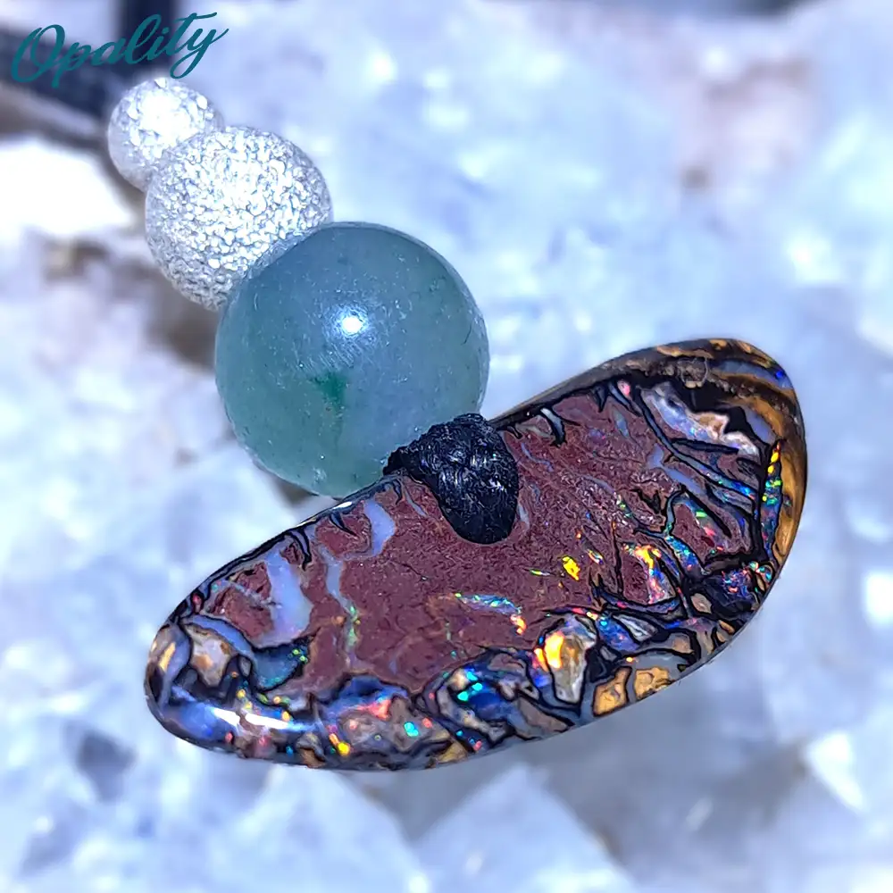 Yowah Nut Opal, Green Aventurine & 925 Bead Drilled Pendant 6.5ct - Image 6