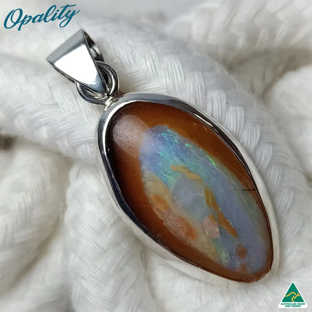 Boulder Opal & 925 Sterling Silver Pendant