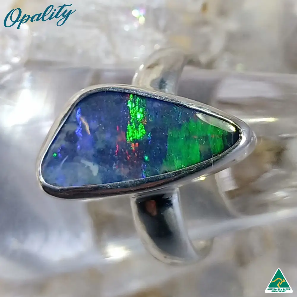 Australian Winton Boulder Opal & 925 Sterling Silver Ring 3.8ct Size Q