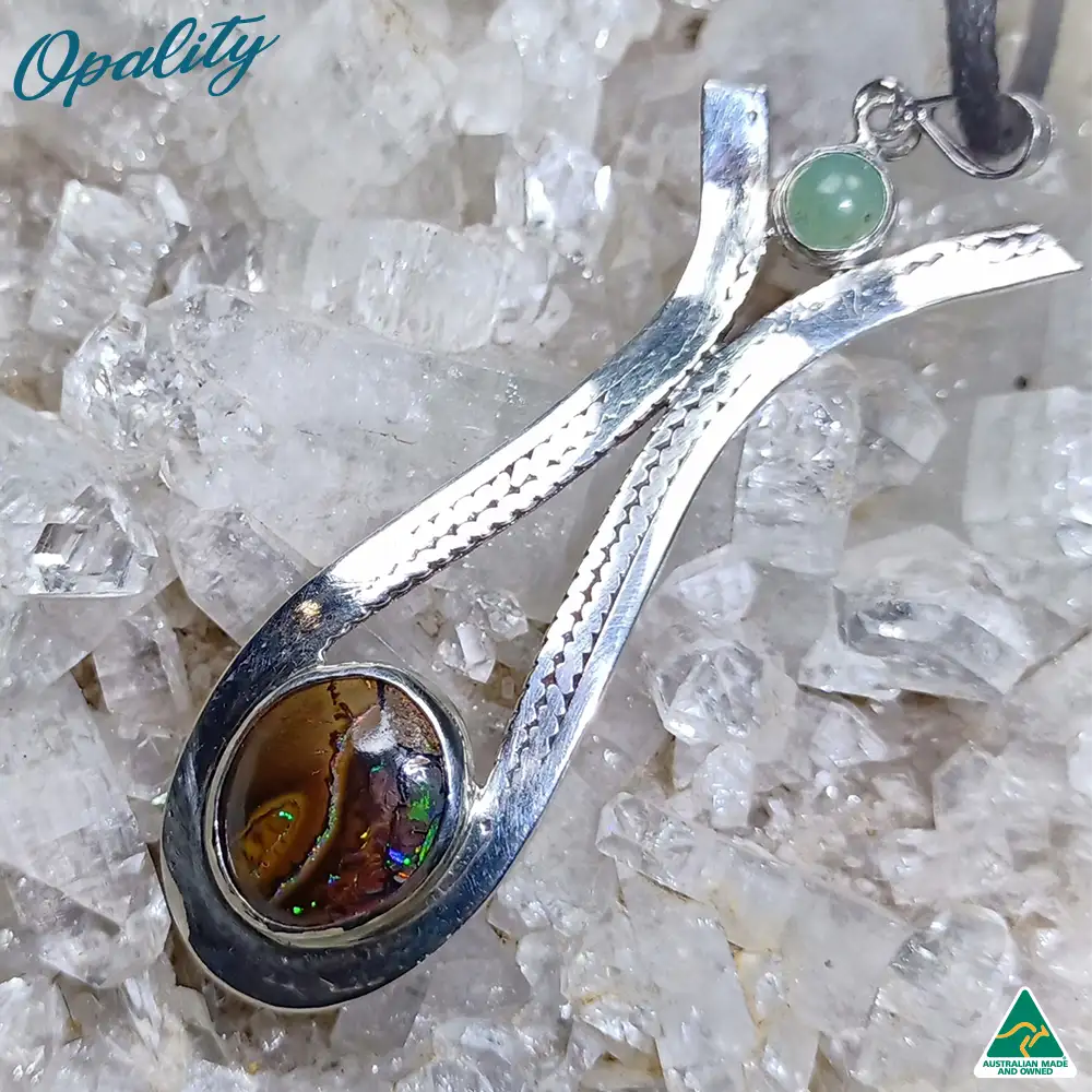 Australian Boulder Opal & Chrysoprase 925 Sterling Silver Double-sided Pendant 3.9ct