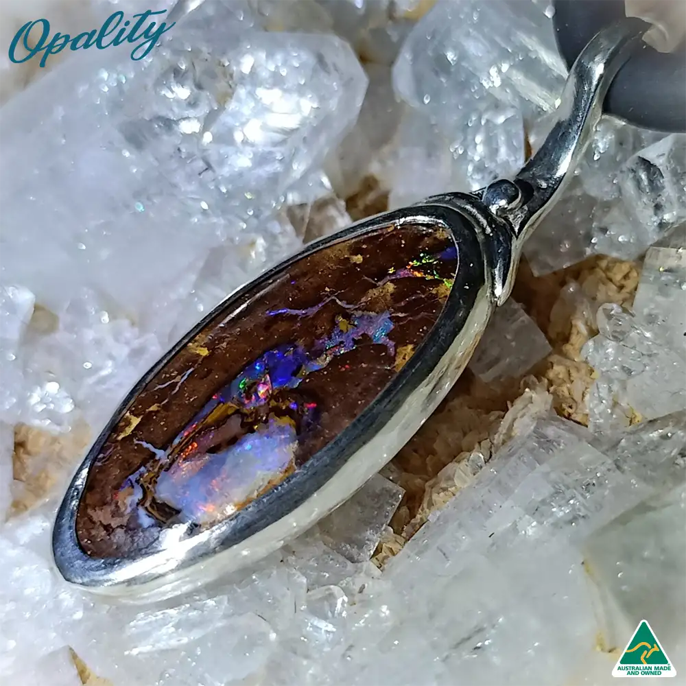 Handmade Sterling Silver Pendant set with Boulder Opal 6ct