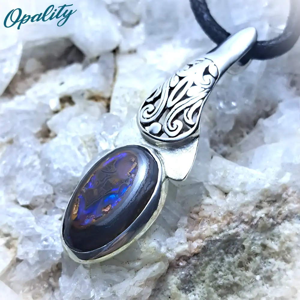 Australian Boulder Opal & 925 Sterling Silver Pendant Yowah Nut Centre 7ct - Image 2