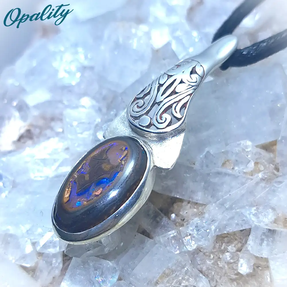 Australian Boulder Opal & 925 Sterling Silver Pendant Yowah Nut Centre 7ct - Image 3