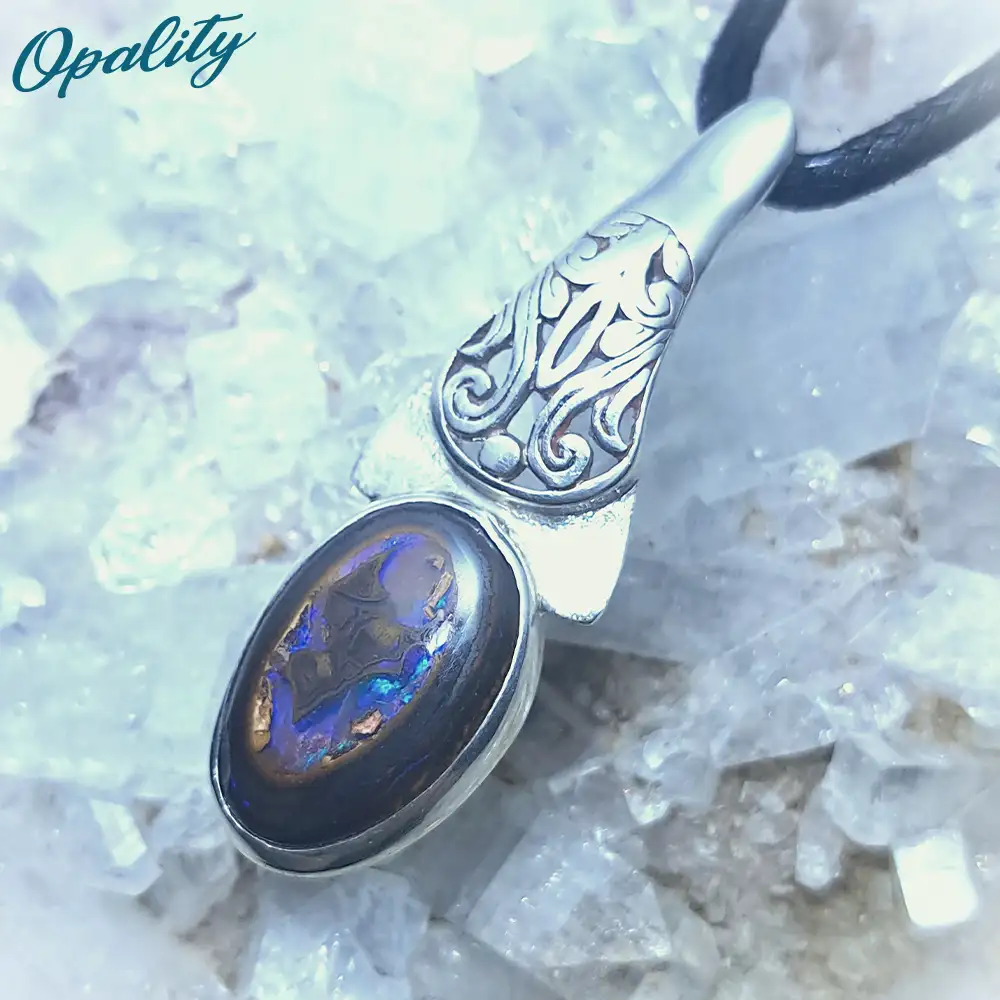 Australian Boulder Opal & 925 Sterling Silver Pendant Yowah Nut Centre 7ct - Image 4
