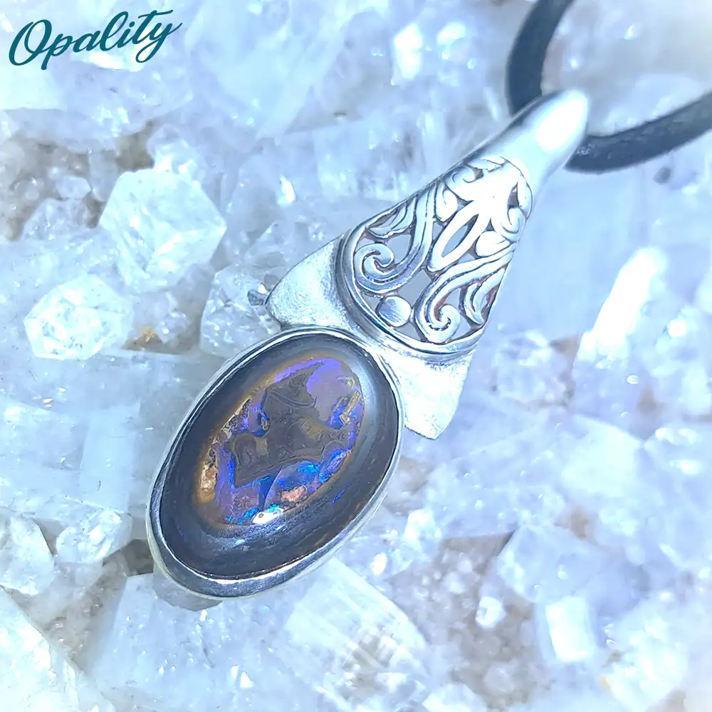 Australian Boulder Opal & 925 Sterling Silver Pendant Yowah Nut Centre 7ct - Image 7