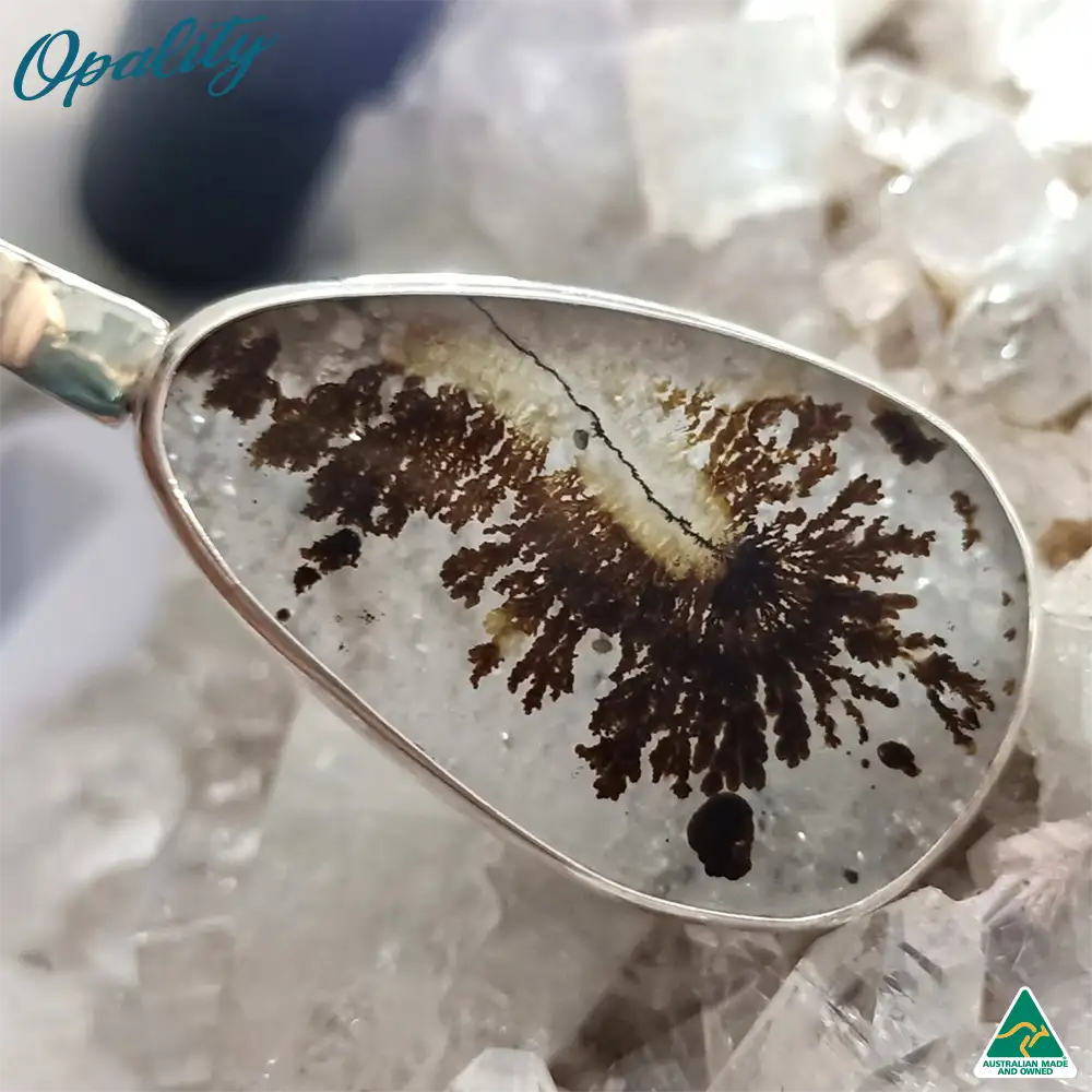 SILVERSONG Dendritic Agate 925 Sterling Silver Pendant 38ct - Image 3