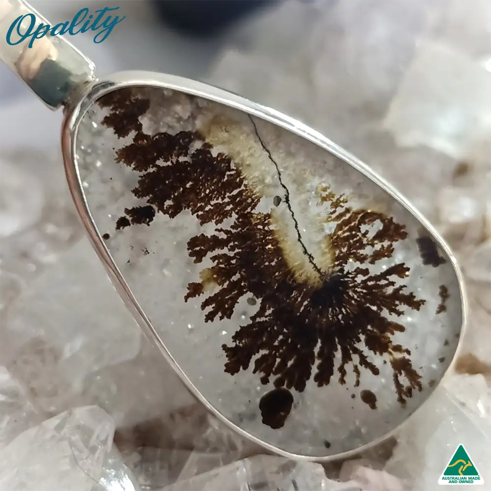 SILVERSONG Dendritic Agate 925 Sterling Silver Pendant 38ct - Image 4