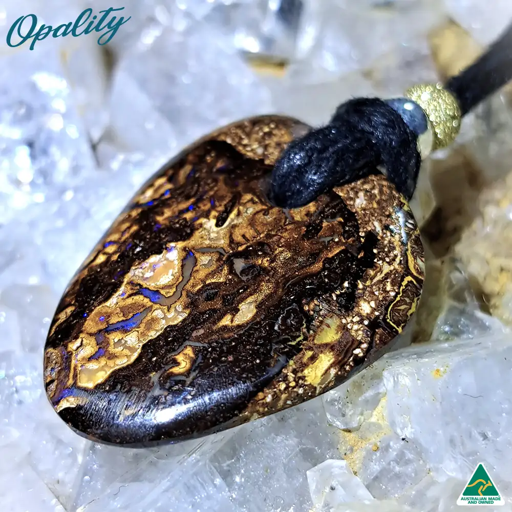 Wood Replacement Opal & 925 Double-sided Drilled Pendant 15ct
