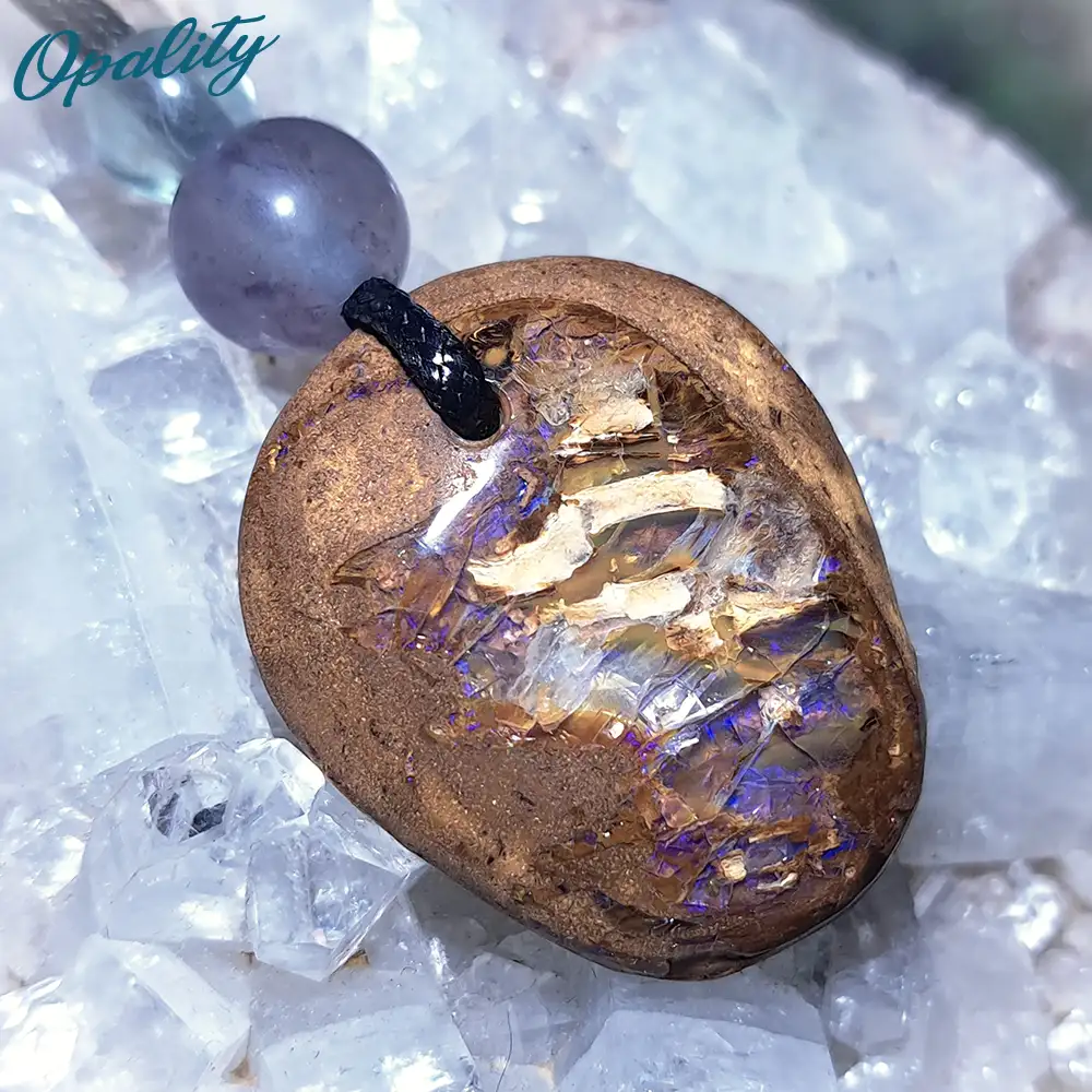 Wood Replacement Opal & Fluorite Bead Drilled Pendant 34ct