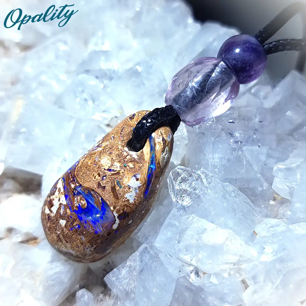 Wood Replacement Opal & Fluorite Drilled Pendant 22ct - Image 4