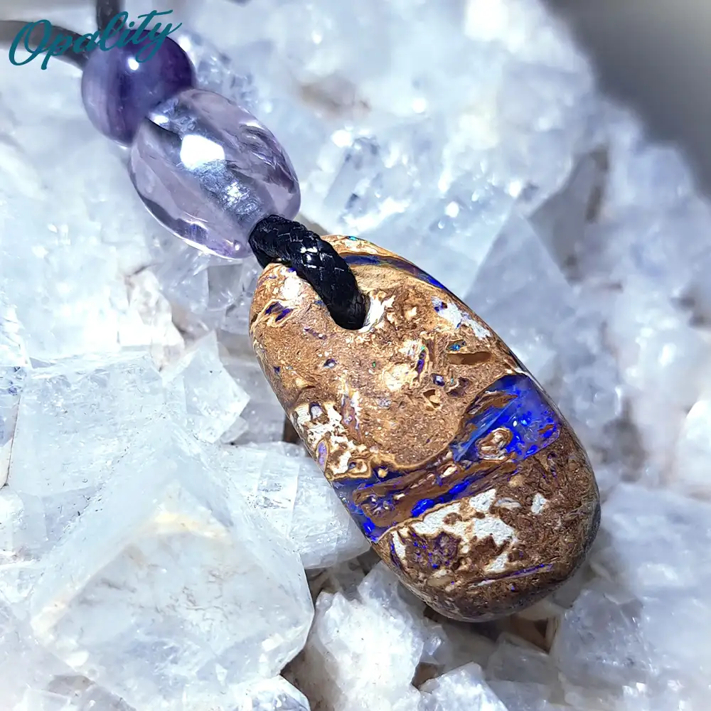 Wood Replacement Opal & Fluorite Drilled Pendant 22ct - Image 6