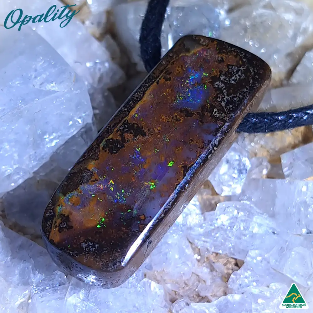 Australian Boulder Opal Drilled Pendant 18ct