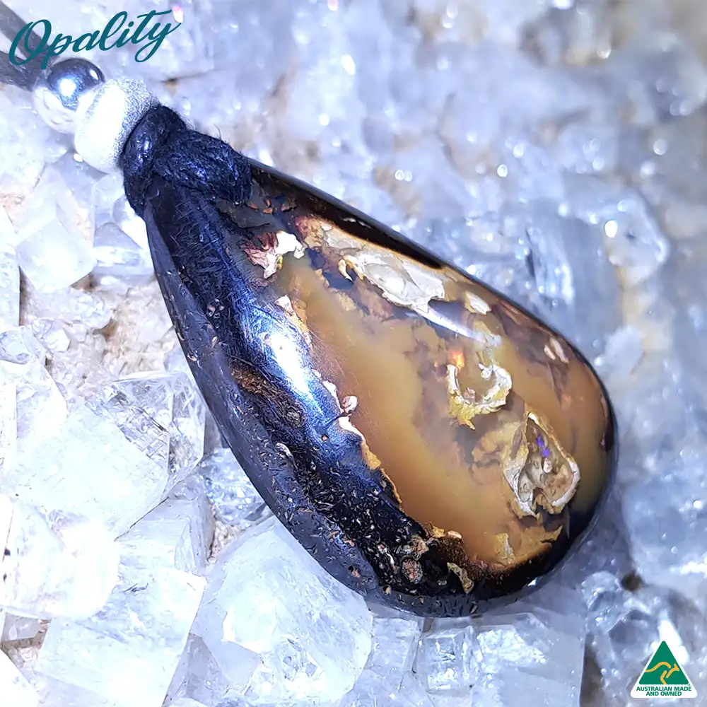 Australian Yowah Nut Boulder Opal & 925 Drilled Pendant 50ct