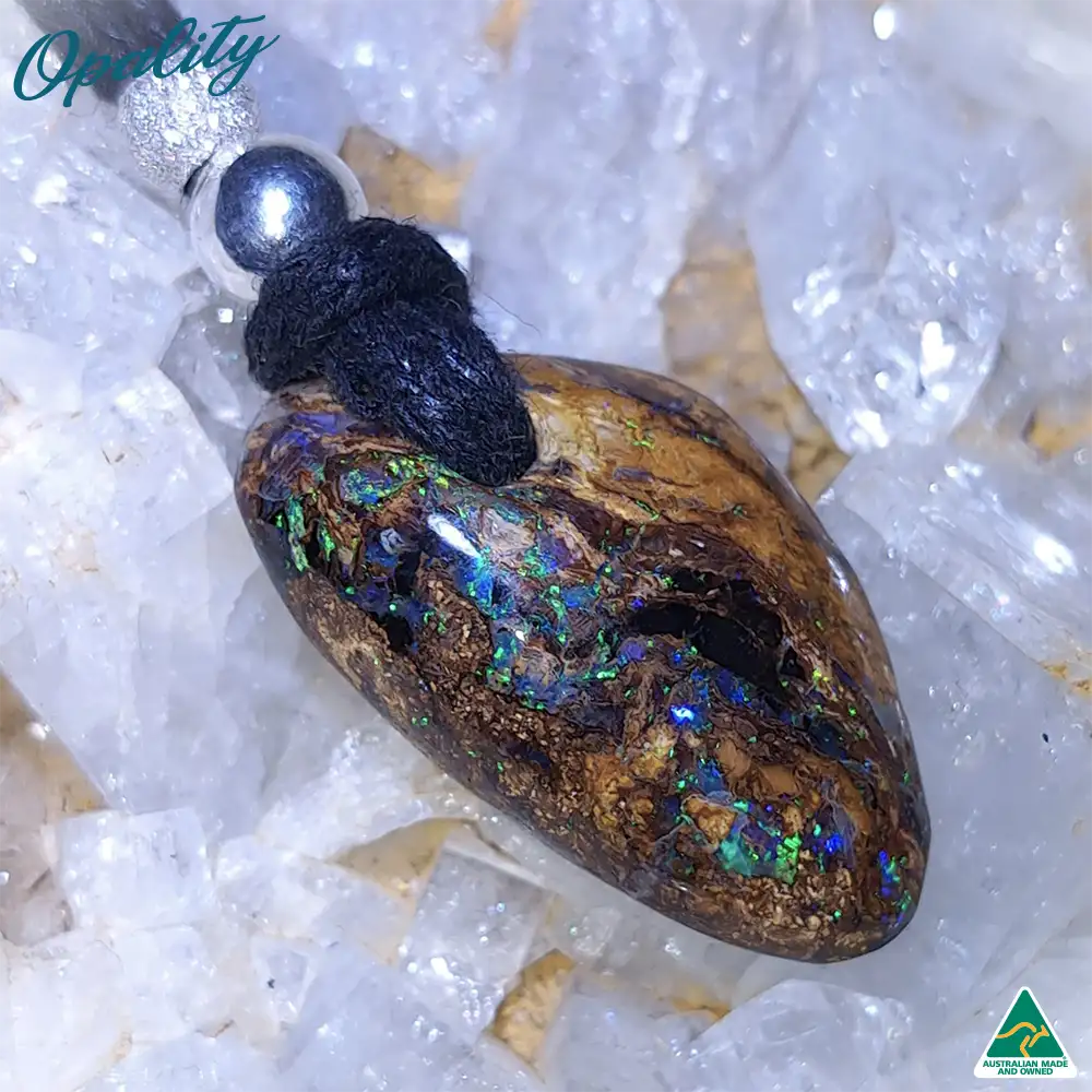 Wood Replacement Opal & 925 Double-Sided Drilled Pendant 10ct - Image 2