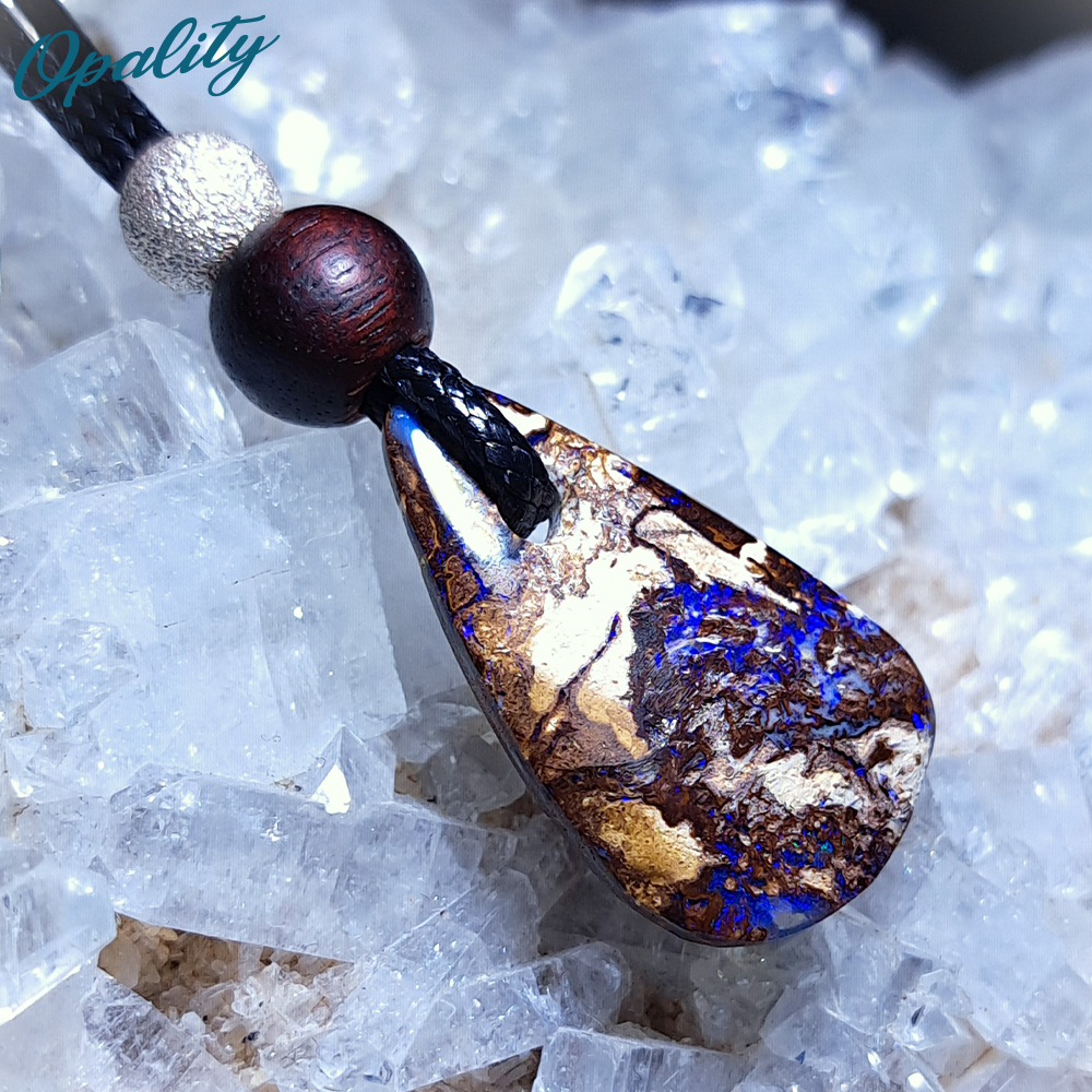 Australian Wood Replacement Opal, Sandalwood & 925 Bead Pendant 10ct