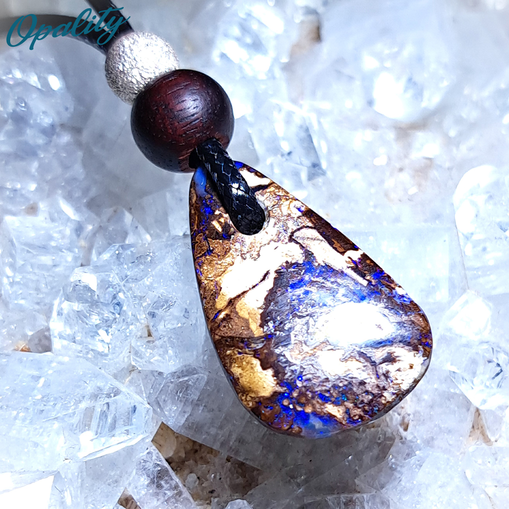 Australian Wood Replacement Opal, Sandalwood & 925 Bead Pendant 10ct - Image 7