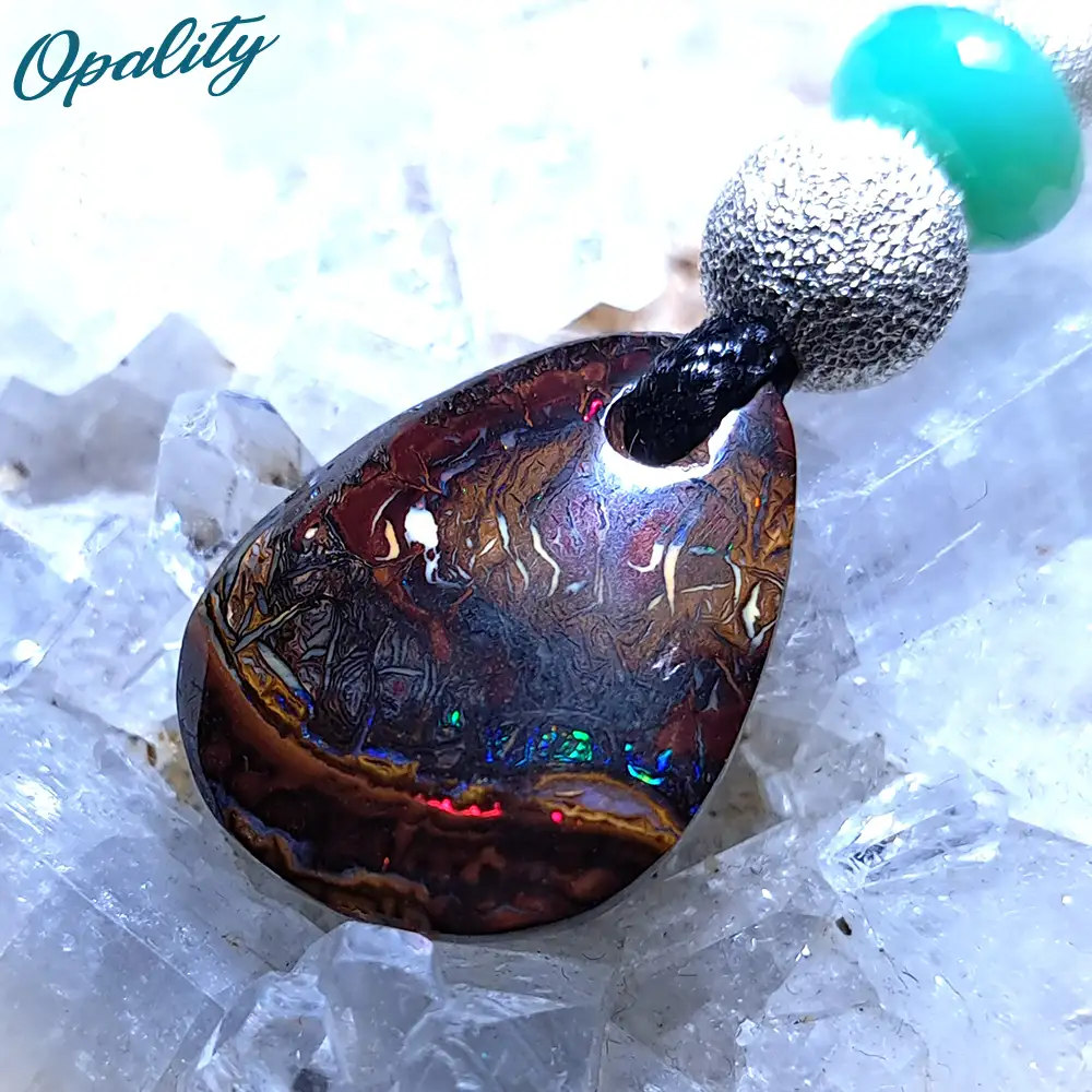 Boulder Opal, Chrysoprase & 925 Bead Double-Sided Drilled Pendant 11.5ct