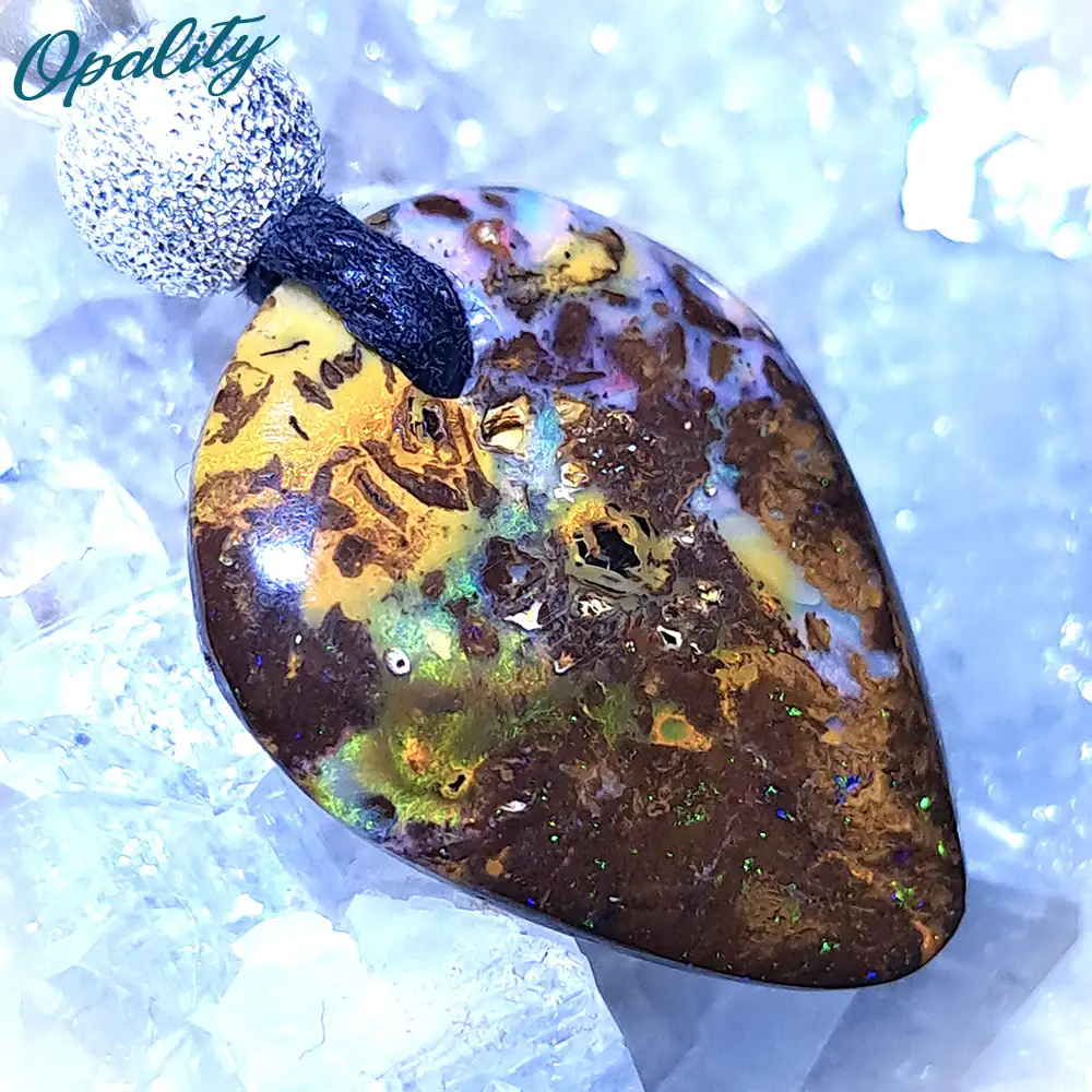 Wood Replacement Opal & 925 Double-Sided Drilled Pendant 8ct - Image 4