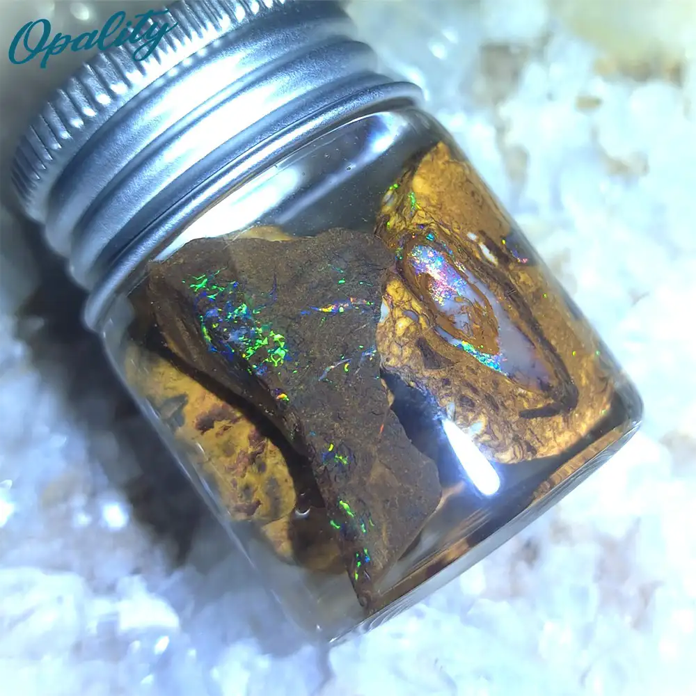 Parcel of Rough, Unworked Natural Australian Boulder Opal Specimens. Lapidary rough material 15ml Jar - Image 2