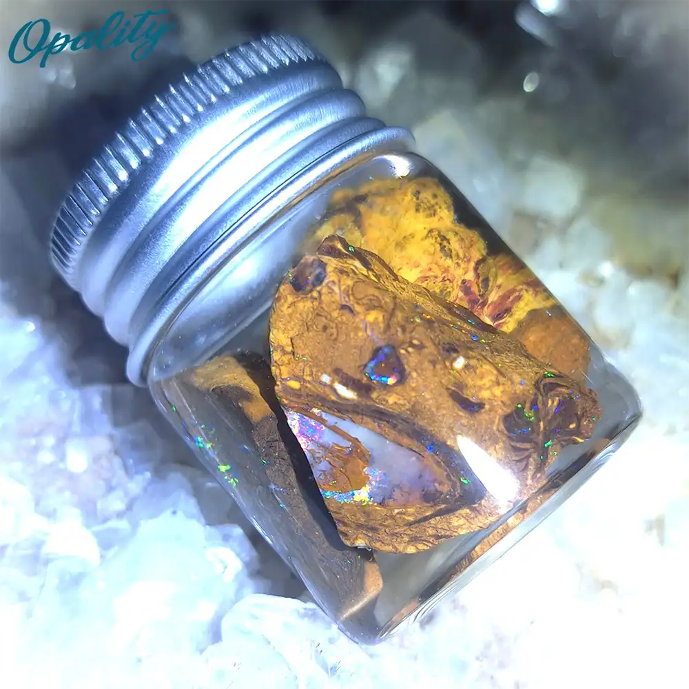 Parcel of Rough, Unworked Natural Australian Boulder Opal Specimens. Lapidary rough material 15ml Jar - Image 3