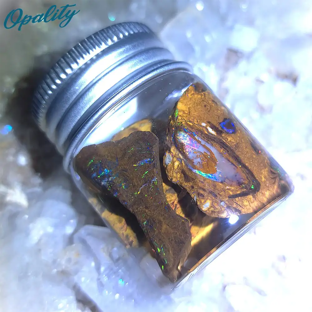 Parcel of Rough, Unworked Natural Australian Boulder Opal Specimens. Lapidary rough material 15ml Jar - Image 4