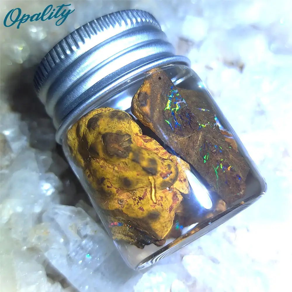 Parcel of Rough, Unworked Natural Australian Boulder Opal Specimens. Lapidary rough material 15ml Jar - Image 5