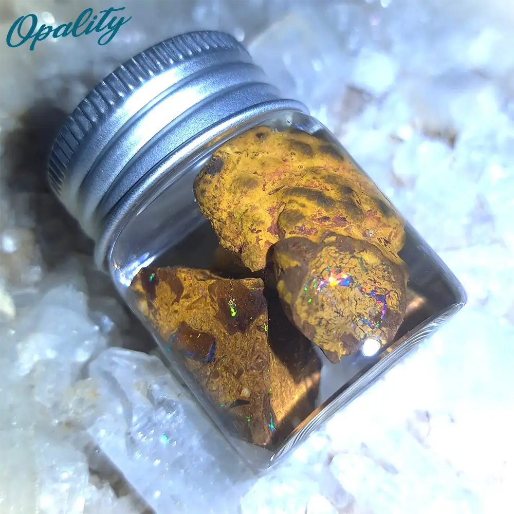 Parcel of Rough, Unworked Natural Australian Boulder Opal Specimens. Lapidary rough material 15ml Jar - Image 6