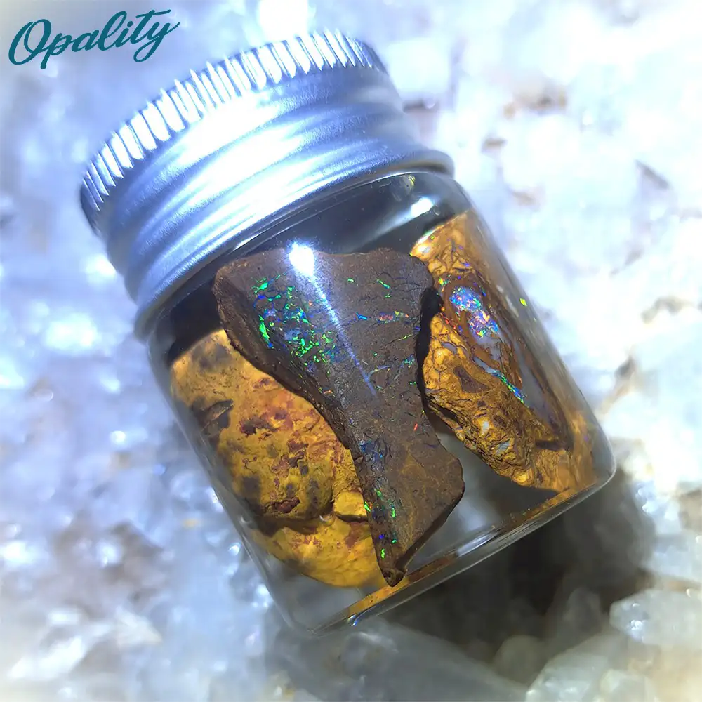 Parcel of Rough, Unworked Natural Australian Boulder Opal Specimens. Lapidary rough material 15ml Jar - Image 8