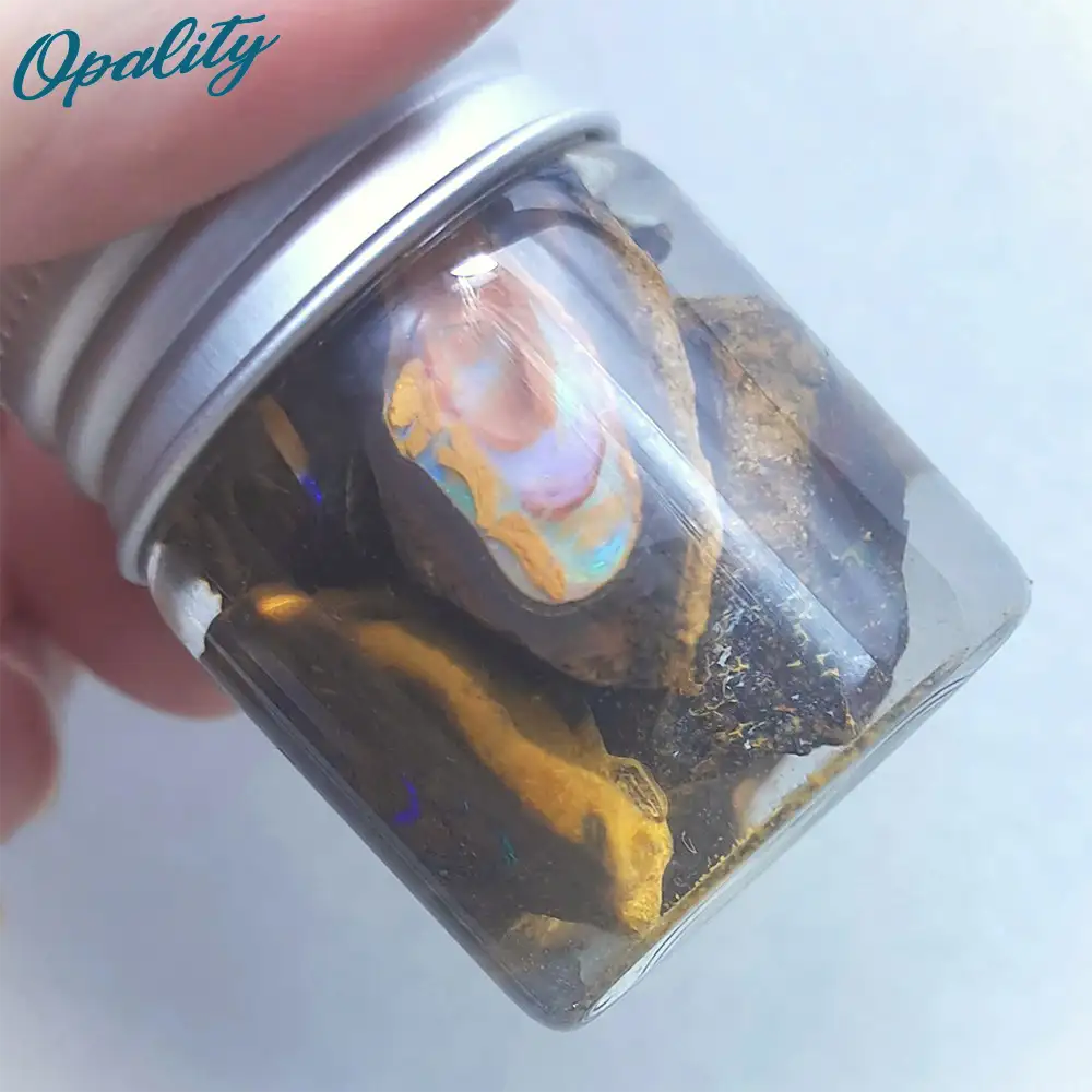 Parcel of Rough, Unworked Natural Australian Boulder Opal Specimens. Lapidary rough material 15ml Jar - Image 2
