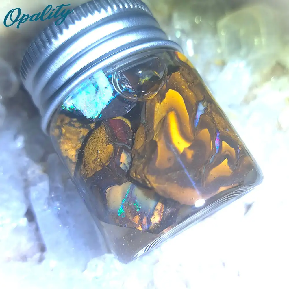Parcel of Rough, Unworked Natural Australian Boulder Opal Specimens. Lapidary rough material 15ml Jar - Image 3