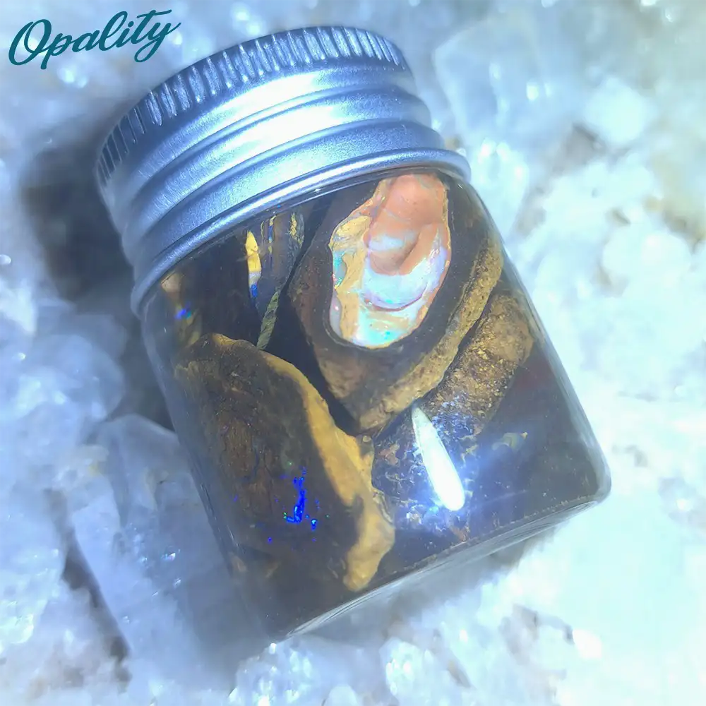 Parcel of Rough, Unworked Natural Australian Boulder Opal Specimens. Lapidary rough material 15ml Jar - Image 5