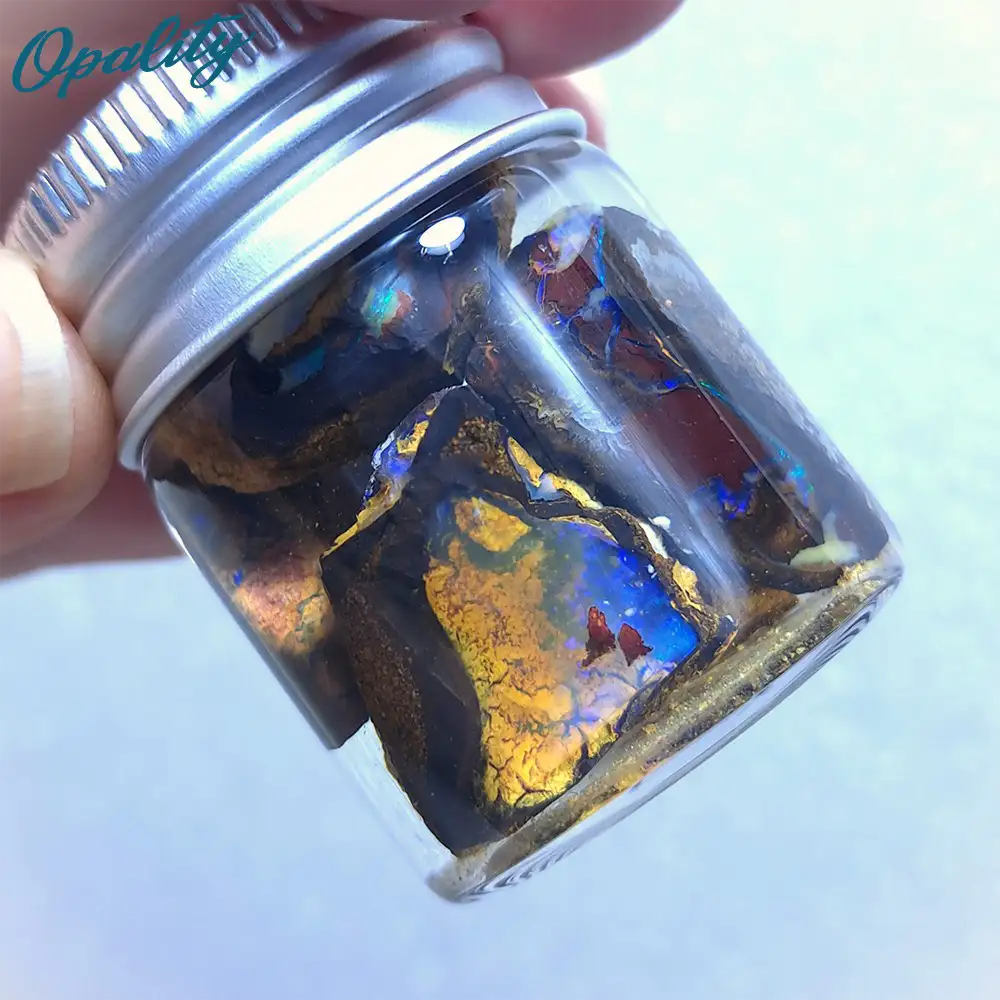 Parcel of Rough, Unworked Natural Australian Boulder Opal Specimens. Lapidary rough material 15ml Jar - Image 2