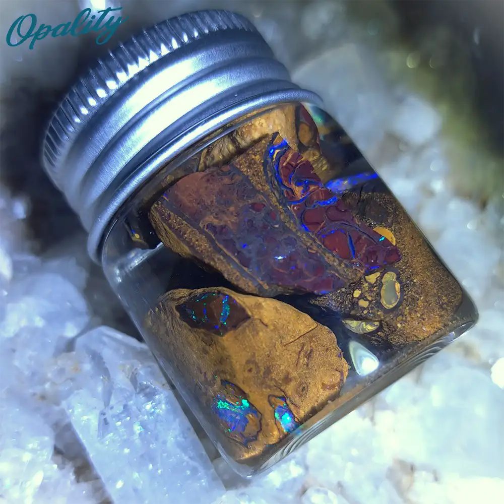 Parcel of Rough, Unworked Natural Australian Boulder Opal Specimens. Lapidary rough material 15ml Jar - Image 3