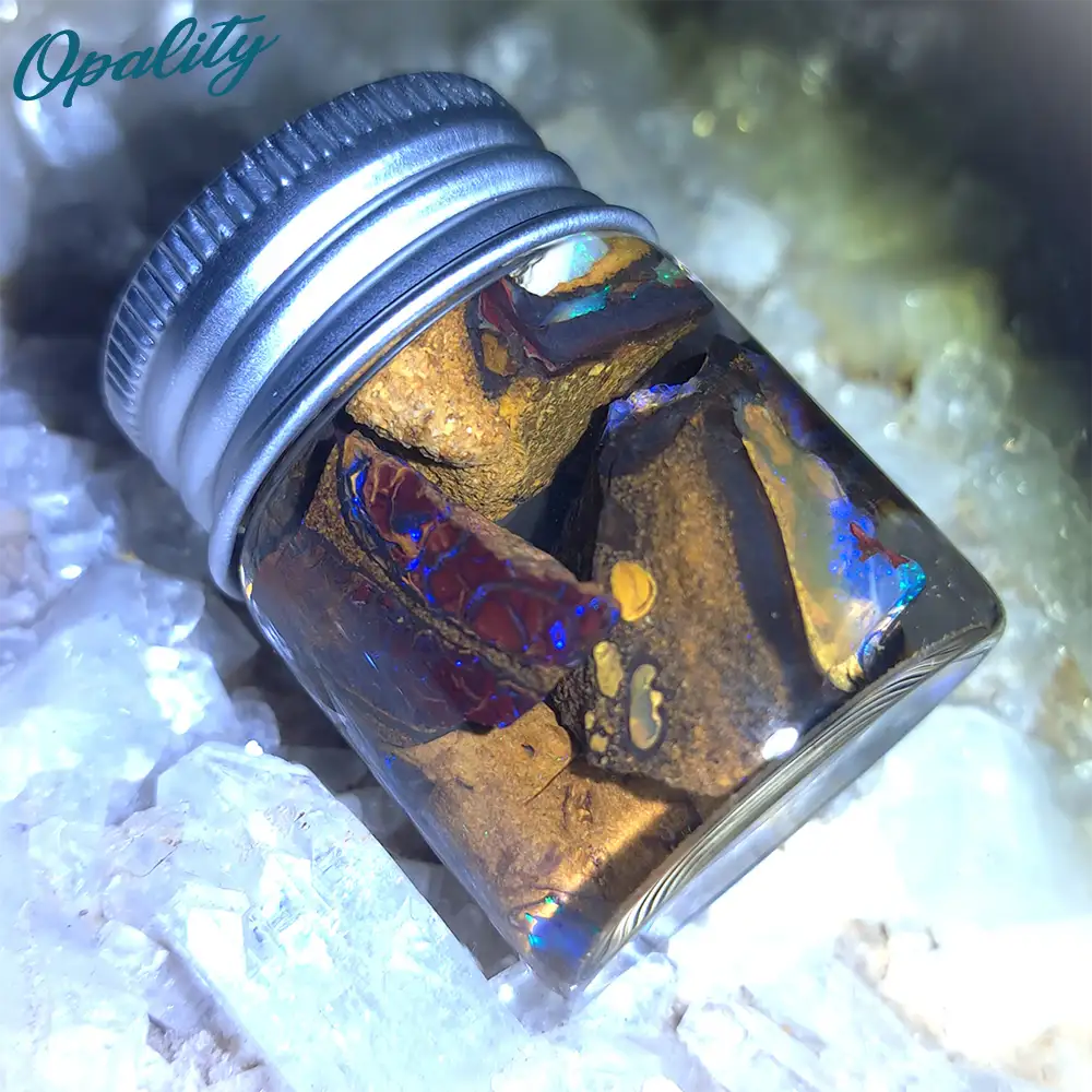 Parcel of Rough, Unworked Natural Australian Boulder Opal Specimens. Lapidary rough material 15ml Jar - Image 4