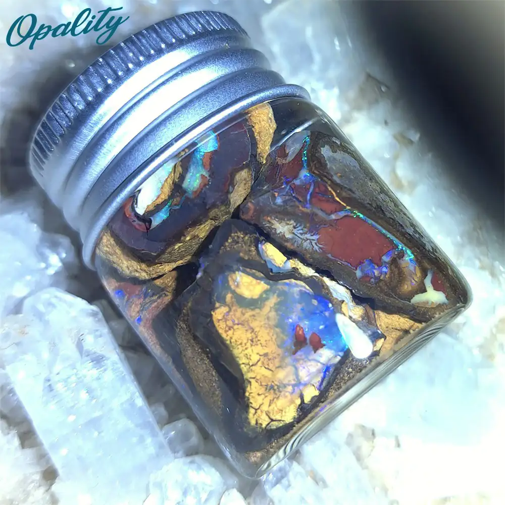 Parcel of Rough, Unworked Natural Australian Boulder Opal Specimens. Lapidary rough material 15ml Jar - Image 5