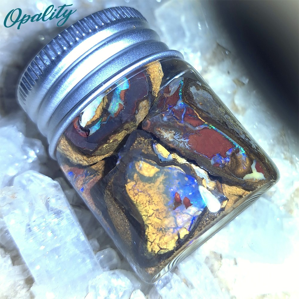 Parcel of Rough, Unworked Natural Australian Boulder Opal Specimens. Lapidary rough material 15ml Jar - Image 6