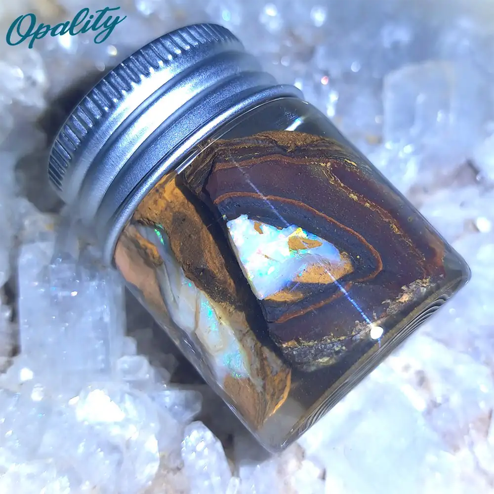 Parcel of Rough, Unworked Natural Australian Boulder Opal Specimens. Lapidary rough material 15ml Jar