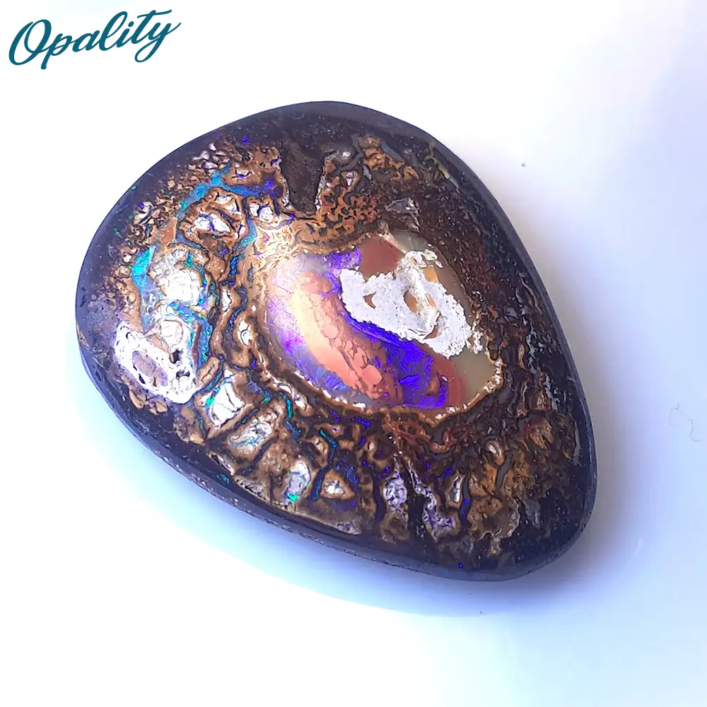 Loose Polished Boulder Opal Cabochon, Unset Gemstone Yowah Nut Opal Palm Stone 73.5ct