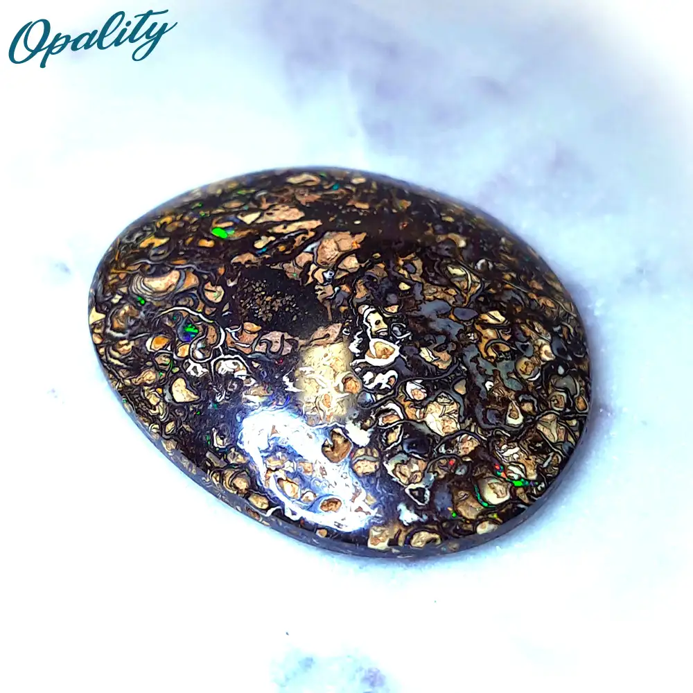 Loose Polished Boulder Opal Cabochon, Unset Gemstone Yowah Nut Palm Stone 49ct