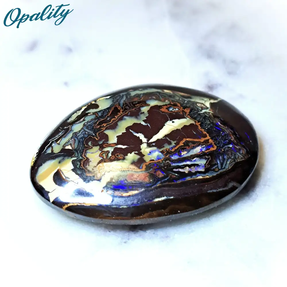 Loose Polished Boulder Opal Cabochon, Unset Gemstone Yowah Nut Palm Stone 83ct