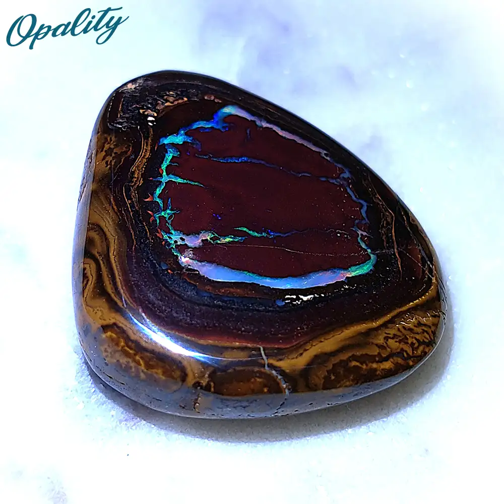 Loose Polished Boulder Opal Cabochon, Unset Gemstone Yowah Nut Opal Palm Stone 91.5ct