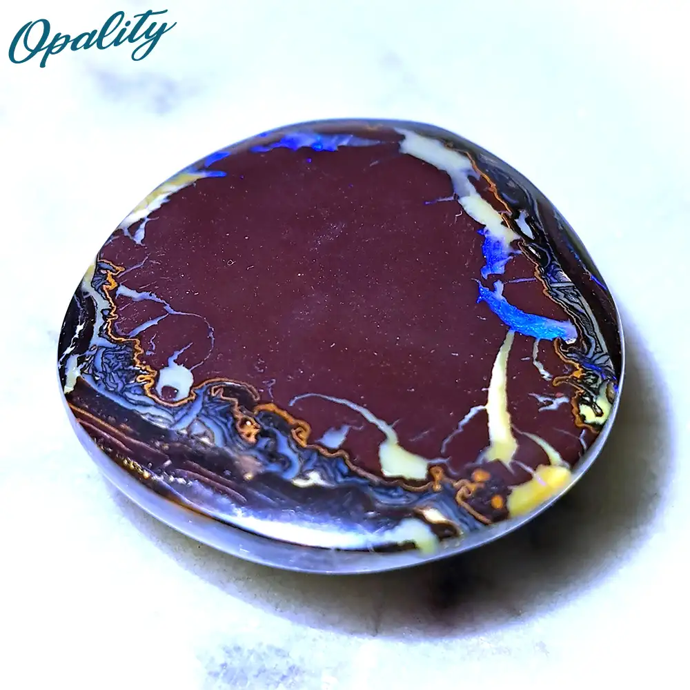 Loose Polished Boulder Opal Cabochon, Unset Gemstone Yowah Nut Opal Palm Stone 104ct