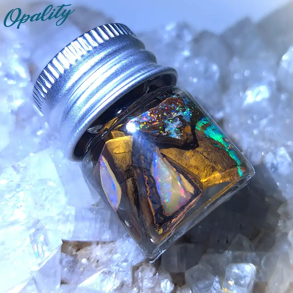 Parcel of Rough, Unworked Natural Australian Boulder Opal. Lapidary rough material Small 5ml Jar